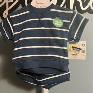 Little Planet by Carter’s Navy & White Striped Organic Cotton 2 piece Set NWT